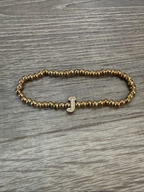BaubleBar Jewelry - BaubleBar Gold Bead Bracelet with Pavé 'J' Charm